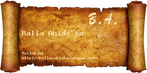 Balla Abiáta névjegykártya